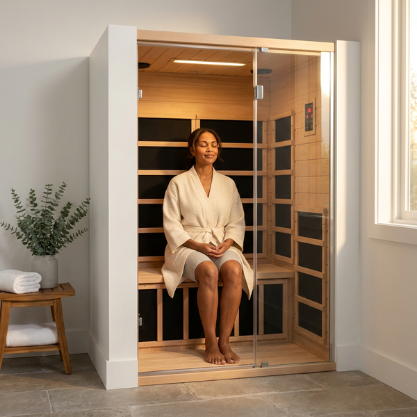 Infrared Sauna Built for Home Wellness, Hemlock Wood Construction, 6 Carbon Heaters, Digital Control Panel
