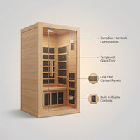 Barcelona 1 to 2 Person Low EMF FAR Infrared Home Sauna — infographic