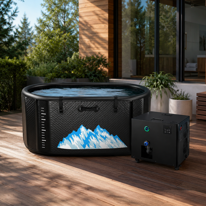 XXL Cold Plunge Tub for Athletes, Compatible with Water Chillers, 195 Gallon Inflatable Cold Plunge with Insulated Lid, Portable Ice Plunge Bathtub for Adult, Ice Tub Outdoor for Cold Water Therapy(C)