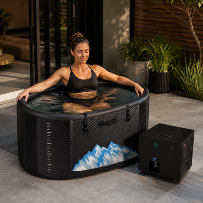 XXL Cold Plunge Tub for Athletes, Compatible with Water Chillers, 195 Gallon Inflatable Cold Plunge with Insulated Lid, Portable Ice Plunge Bathtub for Adult, Ice Tub Outdoor for Cold Water Therapy(C)