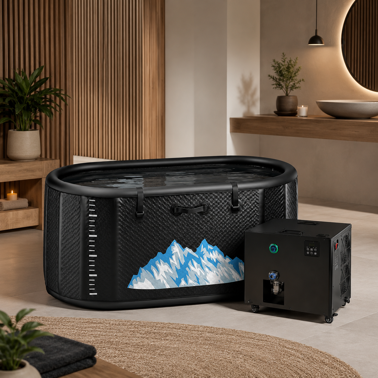 XXL Cold Plunge Tub for Athletes, Compatible with Water Chillers, 195 Gallon Inflatable Cold Plunge with Insulated Lid, Portable Ice Plunge Bathtub for Adult, Ice Tub Outdoor for Cold Water Therapy(C)