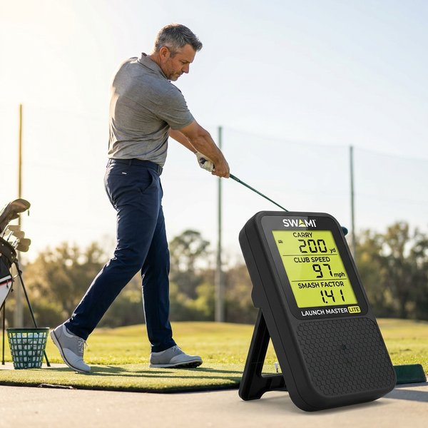 Golf Launch Monitor Built for Swing Training, Carry Distance Data, Club Head Speed Analysis, Portable Design