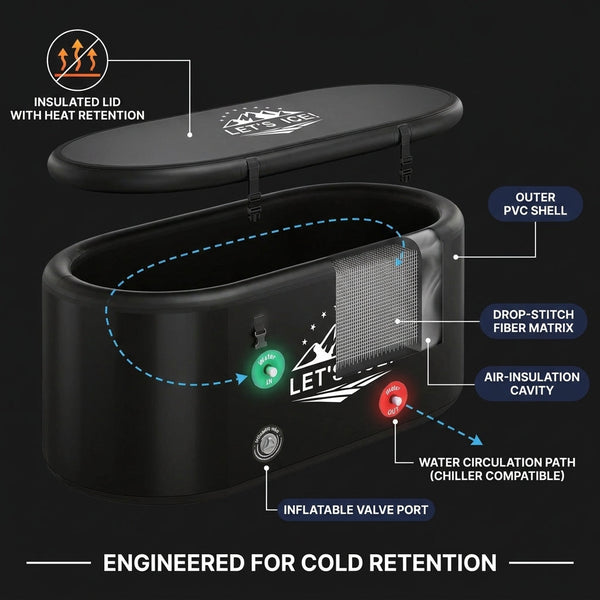 Inflatable Cold Plunge Tub Built to Support Recovery, 216-Gallon Capacity, Insulated Lid, Full-Body Design