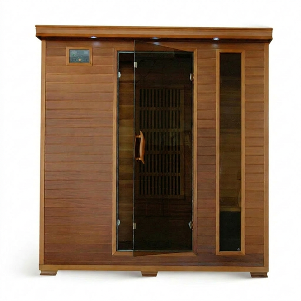 Infrared Sauna Built to Accommodate 4 People, Canadian Red Cedar, 9 Low-EMF Carbon Heaters, Full-Spectrum